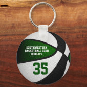 Groen zwart basketbal team geschenken onder 10 sleutelhanger (Voorkant)