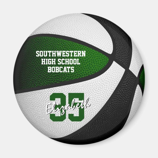 Groen zwart basketbal team kleuren magneet (Voorkant)