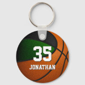 groen zwart basketbalteam kleuren jongens meisjes sleutelhanger (Voorkant)