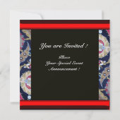 GROEN & ZWART BLAUWE DAMAST, RODE WAX ZEGEL MONOGR KAART (Achterkant)