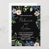 Groen Zwart Bloemen Bruiloft Uitnodigingen (Voorkant / Achterkant)