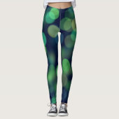 Groen Zwart Bokeh Abstracte achtergrond Leggings (Voorkant)