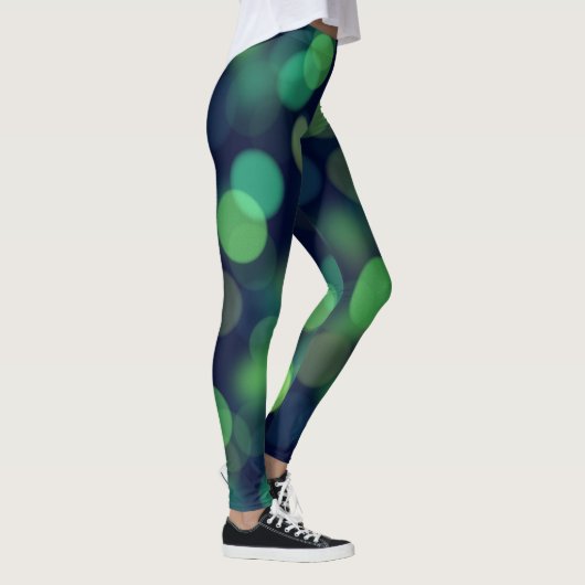 Groen Zwart Bokeh Abstracte achtergrond Leggings (Rechts)