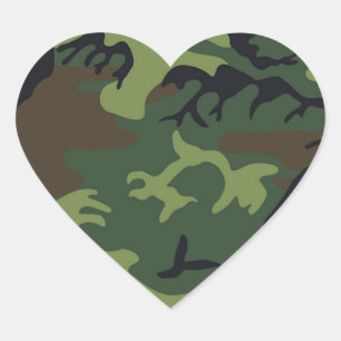Groen zwart bruin camouflage militair hart sticker