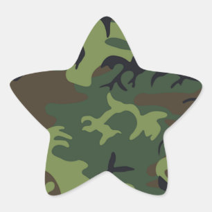 Groen zwart bruin camouflage militair ster sticker