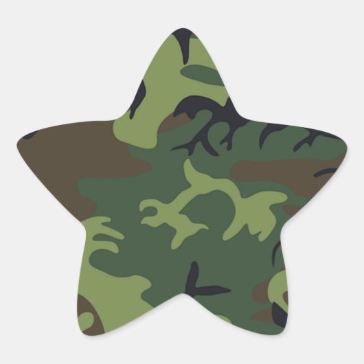 Groen zwart bruin camouflage militair ster sticker (Voorkant)