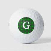 Groen Zwart Check Golf Ball Monogram Golfballen (Voorkant)