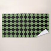 Groen Zwart Checker Diamant Patroon Badhanddoek (Badhanddoek)