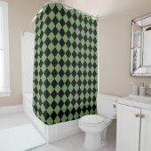 Groen Zwart Checker Diamant Patroon Douchegordijn (In situ)