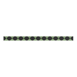 Groen Zwart Checker Diamant Patroon Grosgrain Lint
