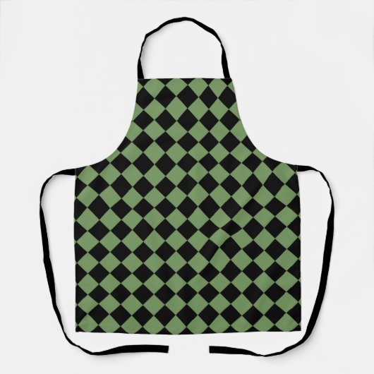 Groen Zwart Checker Diamant Patroon Schort (Voorkant)