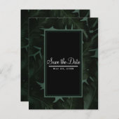Groen & Zwart Chic Tropische Bladeren Bewaar de Da Aankondigingskaart (Voorkant / Achterkant)