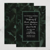 Groen & Zwart Chic Tropische Bladeren Bruiloft Kaart (Voorkant / Achterkant)
