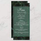 Groen & Zwart Chique Tropische bladeren Bruiloft M Menu (Voorkant / Achterkant)