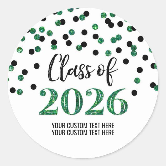 Groen Zwart Confetti Afstuderen 2026 Ronde Sticker (Voorkant)