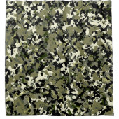 Groen zwart Cream Camouflage Patroon afdrukken Douchegordijn (Voorkant)