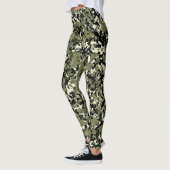 Groen zwart Cream Camouflage Patroon afdrukken Leggings (Links)