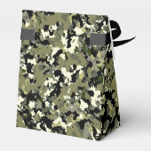 Groen Zwart Crème Camouflagepatroonprint Bedankdoosjes (Achterkant)