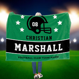 Groen Zwart Custom Voetbal Naam Nummer Fleece Deken