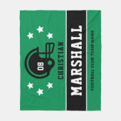 Groen Zwart Custom Voetbal Naam Nummer Fleece Deken (Voorkant)