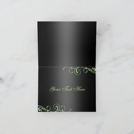 Groen/Zwart Damascus & Bow Dank u kaart (Binnen)