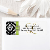 Groen Zwart Damast Bruiloft RSVP Adreslabel Etiket (Insitu)