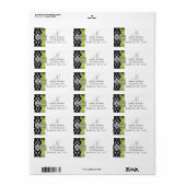 Groen Zwart Damast Bruiloft RSVP Adreslabel Etiket (Full Sheet)