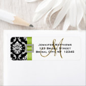 Groen Zwart Damast Bruiloft RSVP Adreslabel Etiket (Insitu)