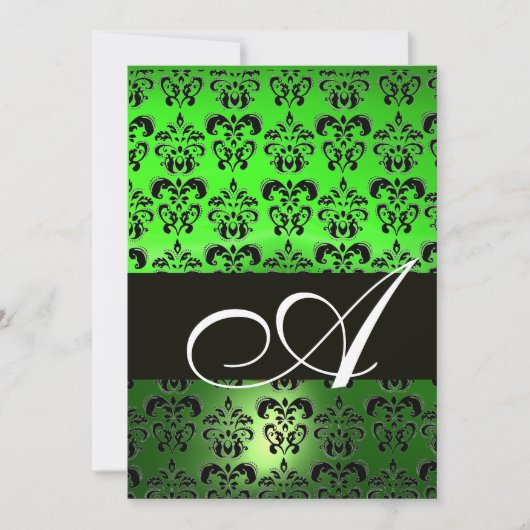 GROEN ZWART DAMAST MONOGRAM ,helder wit Kaart (Voorkant)