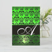 GROEN ZWART DAMAST MONOGRAM ,helder wit Kaart (Staand voorkant)