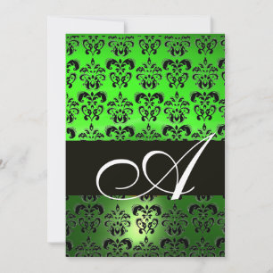 GROEN ZWART DAMAST MONOGRAM ,helder wit Kaart