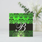 GROEN ZWART DAMAST MONOGRAM , wit Kaart (Staand voorkant)