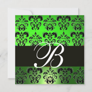 GROEN ZWART DAMAST MONOGRAM , wit Kaart