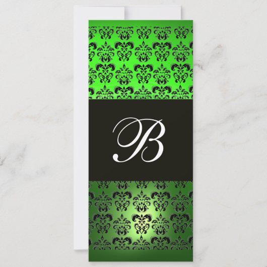 GROEN ZWART DAMAST MONOGRAM ,wit smaragd Kaart (Voorkant)
