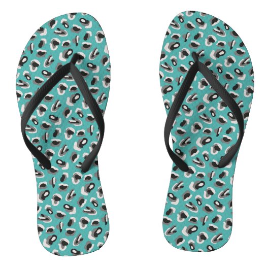 Groen & zwart dierprint teenslippers (Voetbed)