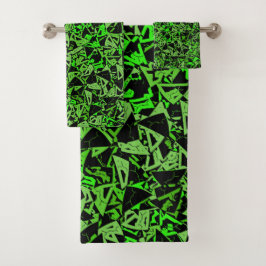 Groen Zwart Driehoek Patroon Bad Handdoek