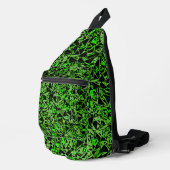 Groen Zwart Driehoek Patroon Sling Bag (Rechterhoek)