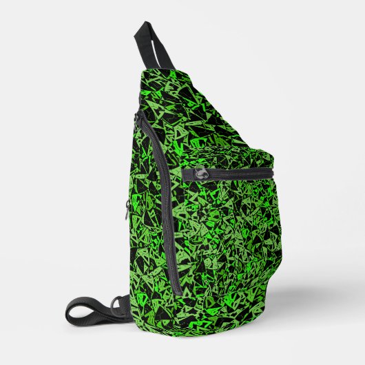 Groen Zwart Driehoek Patroon Sling Bag (Linkerhoek)