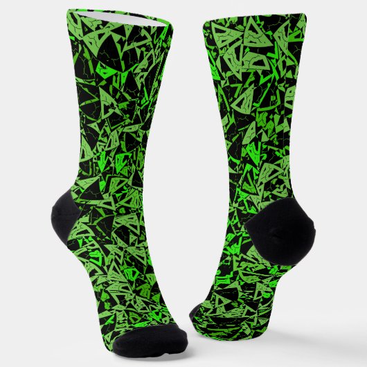 Groen Zwart Driehoek Patroon Sokken (Gebogen)