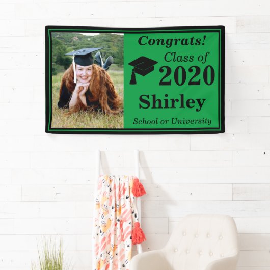 Groen Zwart Een Fotoklasse van 2024 Afstuderen Spandoek (Insitu)