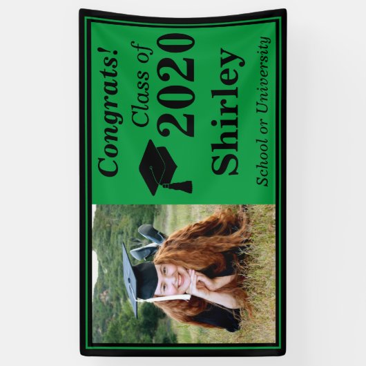 Groen Zwart Een Fotoklasse van 2024 Afstuderen Spandoek (Verticaal)