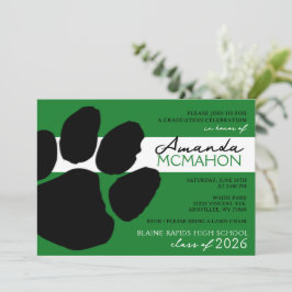 Groen & Zwart Elegante Pawprint (foto terug) Kaart