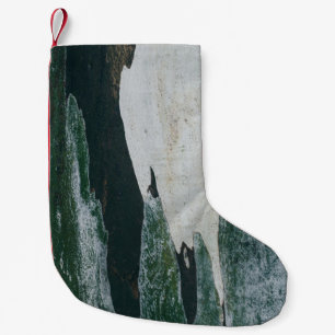 Groen, zwart en beige schilderij kleine kerstsok