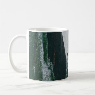 Groen, zwart en beige schilderij koffiemok