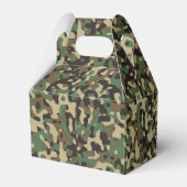 Groen, zwart en bruin camouflagepatroon bedankdoosjes (Achterkant)