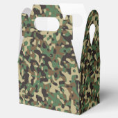 Groen, zwart en bruin camouflagepatroon bedankdoosjes (Geopend)