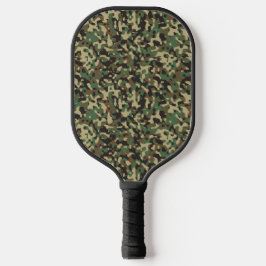 Groen, zwart en bruin camouflagepatroon pickleball paddle