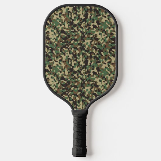 Groen, zwart en bruin camouflagepatroon pickleball paddle (Achterkant)