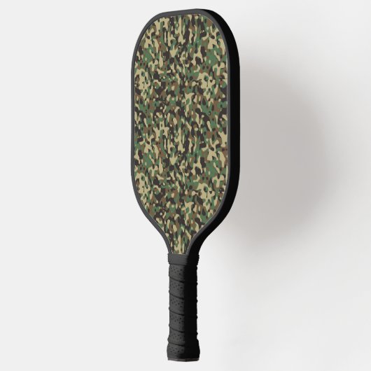 Groen, zwart en bruin camouflagepatroon pickleball paddle (Links)