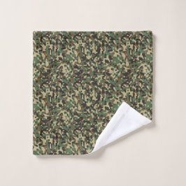 Groen, zwart en bruin camouflagepatroon washandje